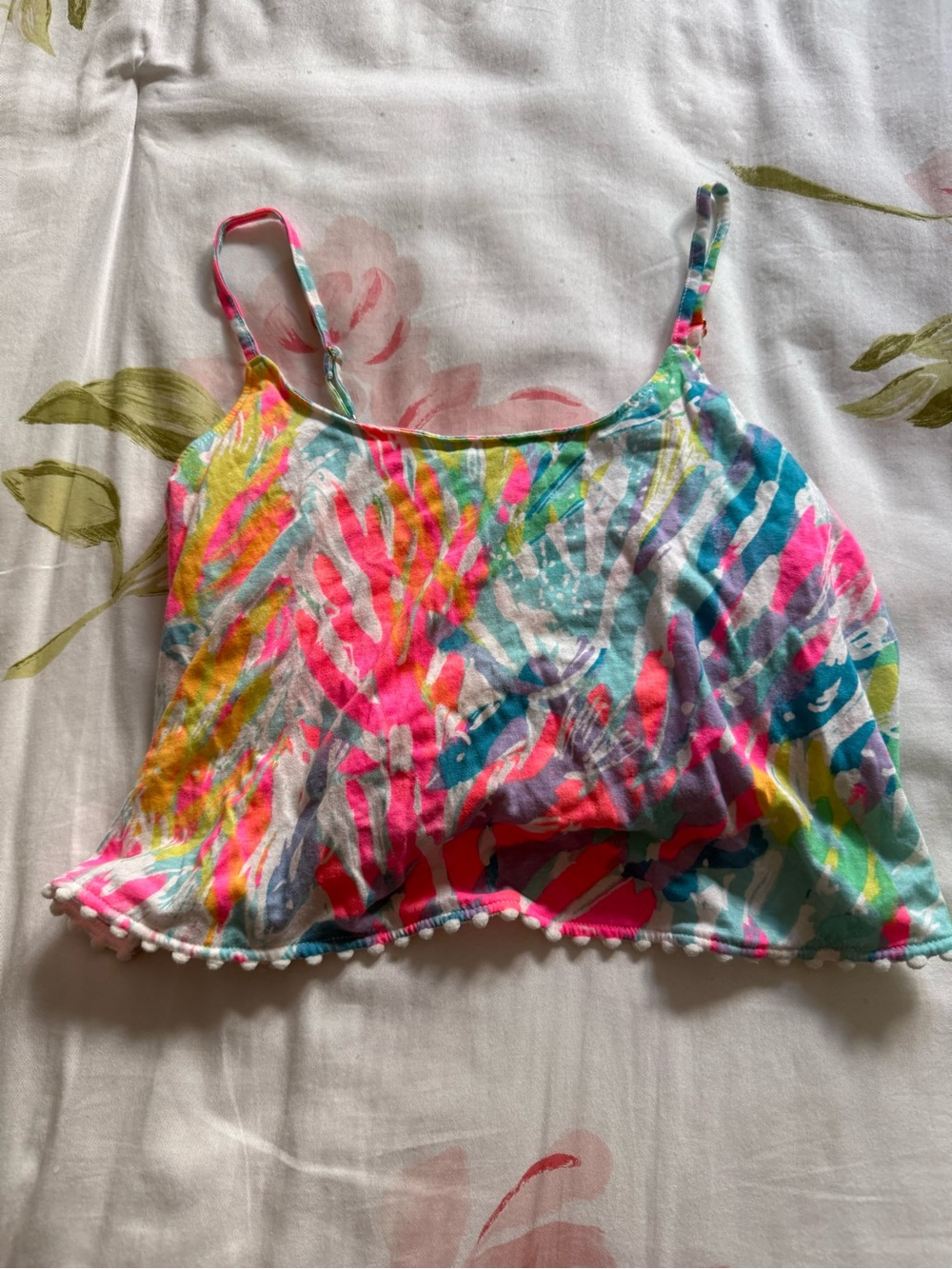 Lilly Pulitzer Neon Tropical Pom-Pom Crop Tank - Multi